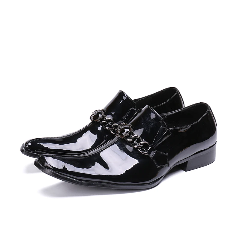 Deification/блестящие черные модельные туфли без шнуровки; Zapatos De Hombre; мужские офисные модельные туфли с квадратным носком; Heren Schoenen