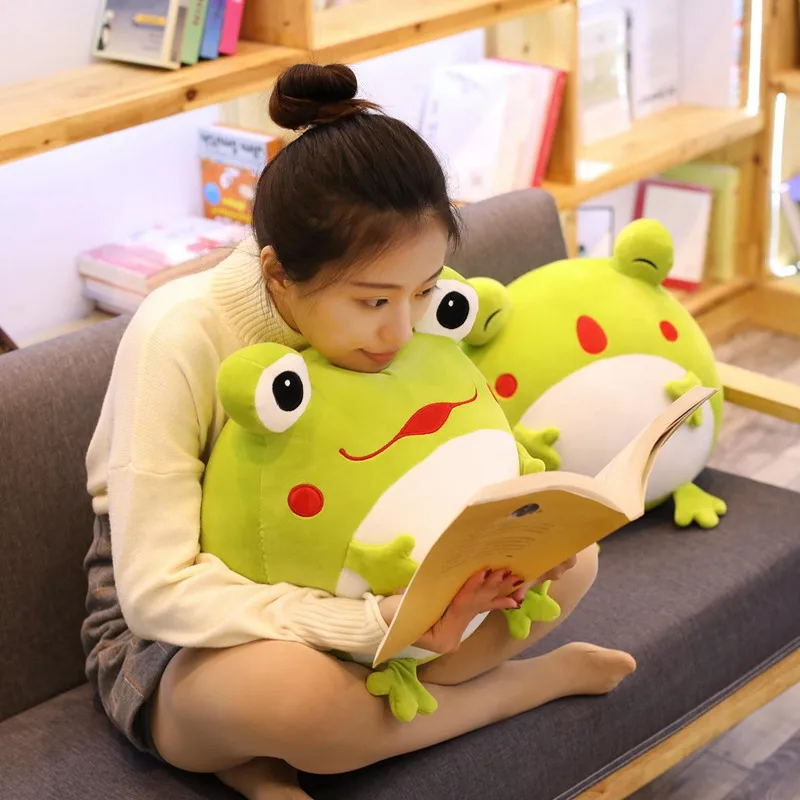 35cm Cute Expression Frog Plush Toy Soft Cartoon Animal Frog Stuffed Doll Sofa Bed Pillow Cushion Household Items Kids Best Gift