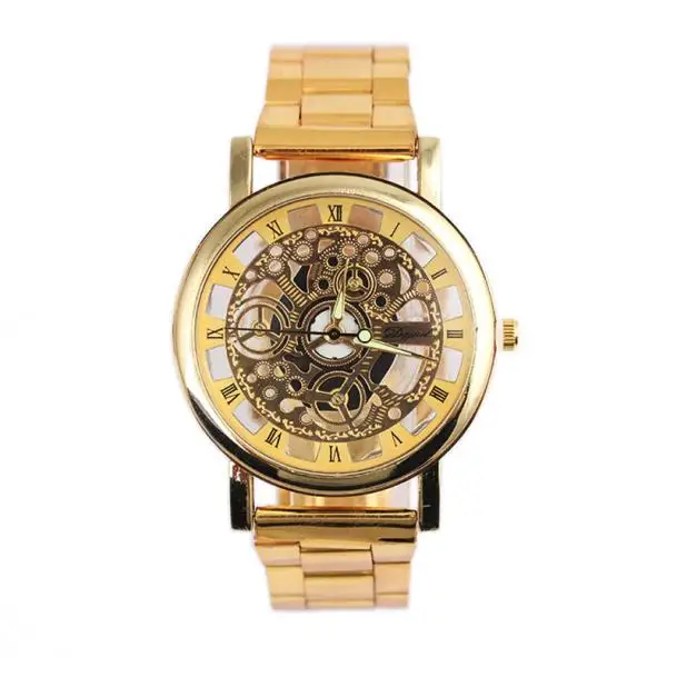 Остров бренд золотого, серебряного цвета Роскошные полые Сталь часы Для мужчин ретро Hombre кварцевые наручные часы Мода повседневные