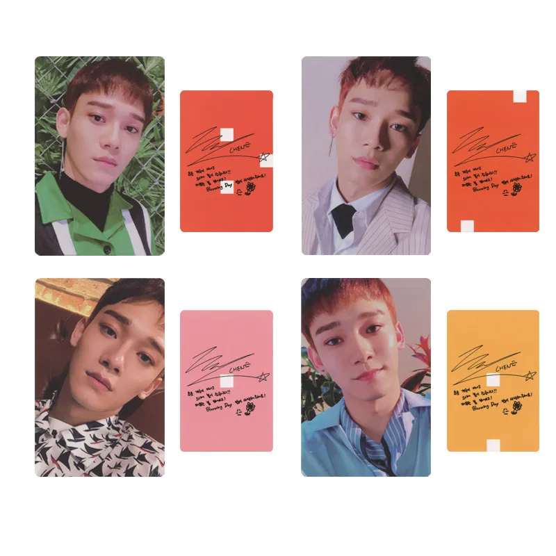 Kpop EXO CBX цветущие дни Xiumin Baekhyun Chen альбом фото карты бумажные карты HDlomocard автограф Фотокарта 4 шт - Цвет: 1