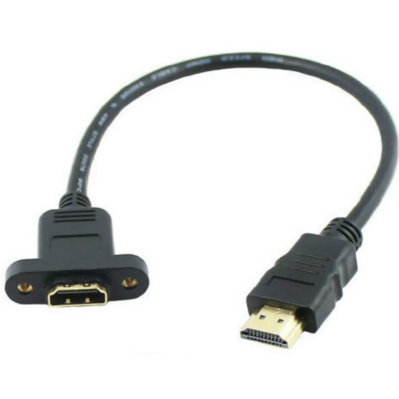 

HDMI Extension Cable Lead HDMI Male to Female Ethernet Extender Gold with Screw Hole Locked Panel Mount Cable