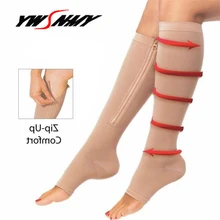 Компрессионные носки на молнии,, мужские гетры, поддерживающие колено, носок с открытыми пальцами, сжигающие жир, носки на молнии, предотвращающие варикозное расширение вен, носки, 1 пара