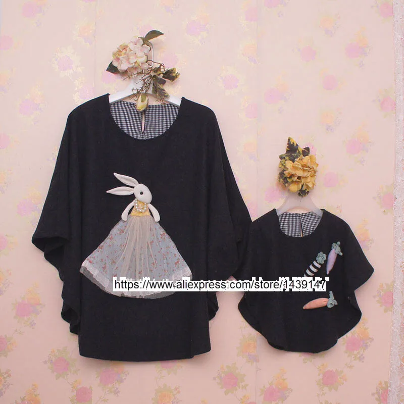 

Children clothing Mother & Daughter cloak coat Rabbit and radish , 2-10 years old Child Girl clothes, Women plus Large size XXL