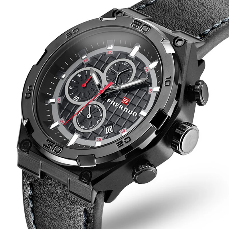 

Fashion Mens Watches Top Brand Luxury Waterproof 24 hour Date Quartz Watch Man Leather Sport Wrist Watch Men Waterproof Clock