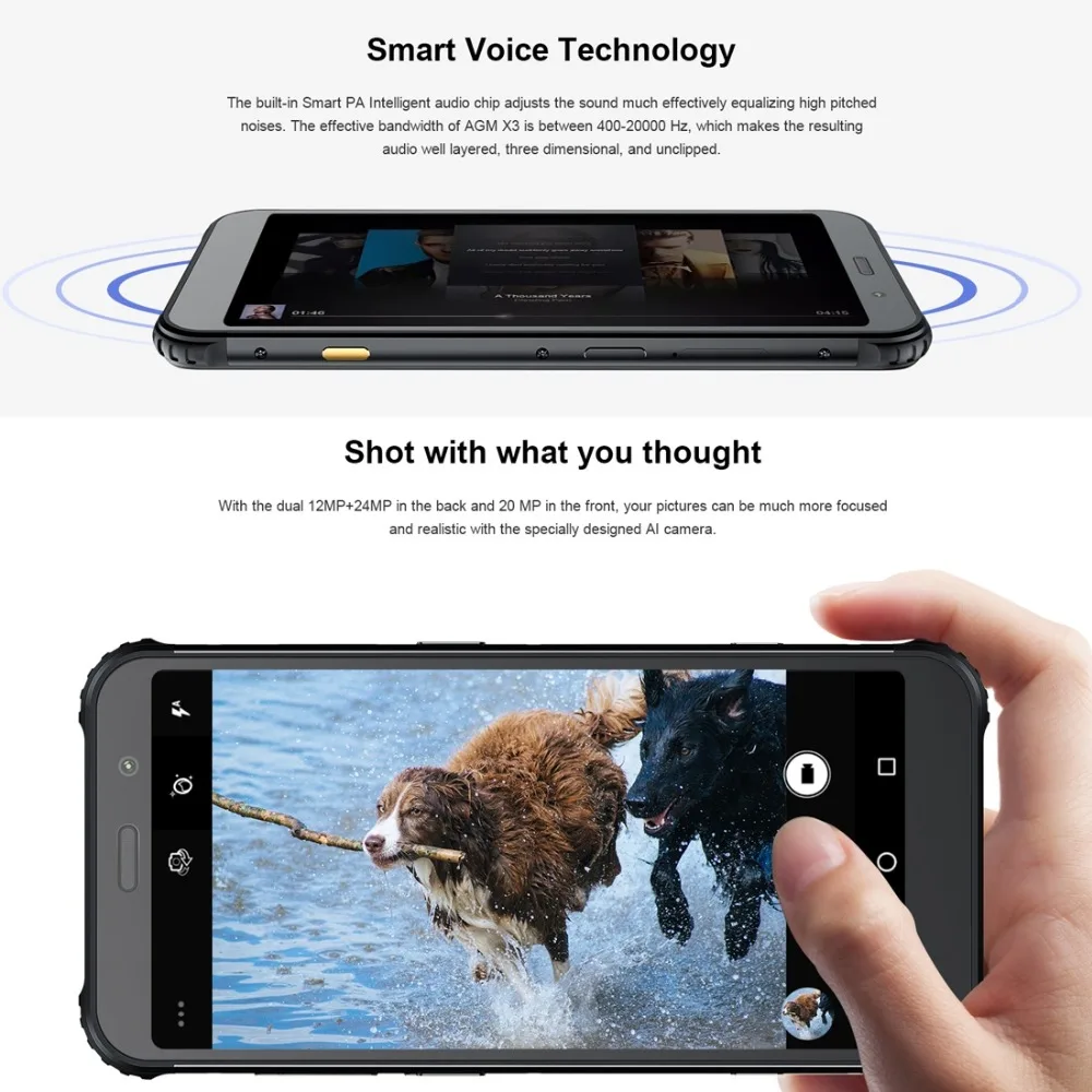 AGM X3 прочный телефон 8 ГБ+ 256 ГБ смартфон IP68 Водонепроницаемый отпечаток пальца 5,99 ''Android 8,1 Восьмиядерный беспроводной зарядный смартфон