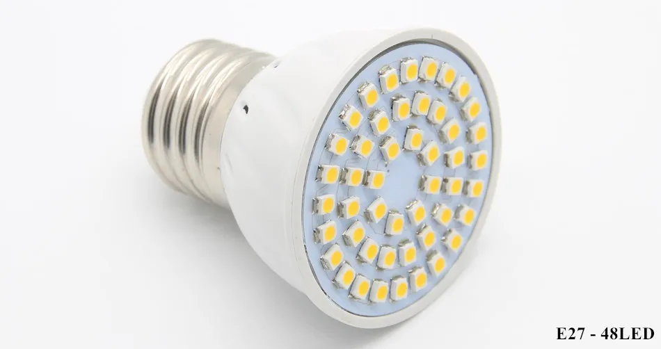 Buy NEW LED Spotlight E27 lamp 5W 6W 8W AC 220V 3528 SMD 48LEDs/60LEDs/80LEDs White/Warm White LED Bulbs lighting 4pcs/lot