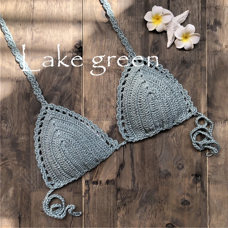 CROCHET BIKINI Sexy Bikini Crochet Strips Bandage Bathing Mode Women Bikini Tops Women's Swimwear Biquinis Feminino