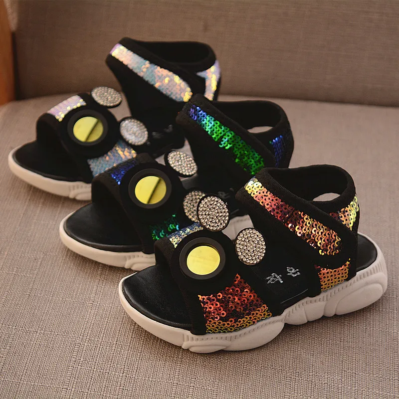 Летняя обувь для детей бренд блесток из искусственной кожи для мальчиков сандалии нескользящая подошва стойкая детская обувь пляжные сандалии для мальчиков