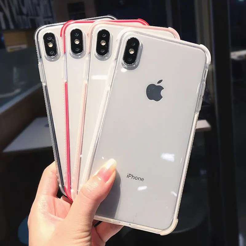 

Dual Layers Shockproof Clear Phone Case for iphone X XR XS MAX 10 7 8 6s 6 Plus 6D Gasbag Full body Protection Soft Back Cover