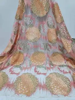 

New design velvet ring with rhinestones African lace fabric flat embroidery French net Nigerian lace suitable for wedding dresse