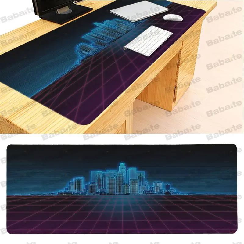 Babaite Synthwave прочный резиновый коврик для мыши Размер 40x90 см компьютерный