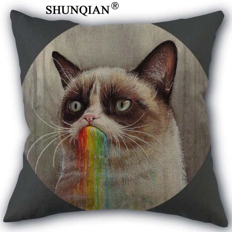 

High Quality Cotton Linen Grumpy Cat Pillowcase Wedding Decorative Pillow Case For Home Pillow Cover A10.17