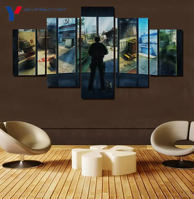 Game Cs Go Counter Strike 5 Pieces Wall Art Paintings Living Room A0022