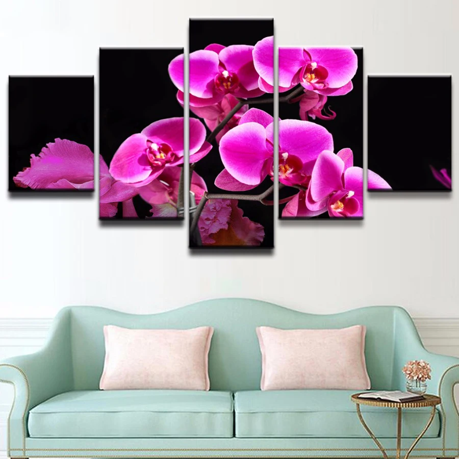 Newest-5d-Diamond-Painting-5-pcs-Cross-Stitch-Full-Diamond-Embroidery-pink-Orchid-Diamond-Mosaic-pattern