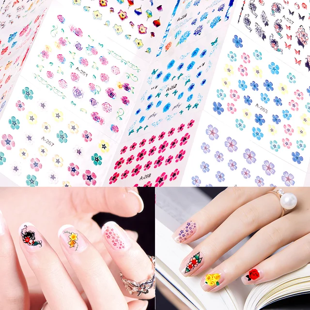 Blueness 30sheets Lot Gel Nails Art Stickers Flowers Pattern Design Blueness 30sheets Lot Gel Nails Art Stickers Flowers Pattern Design Manicure Decorations Supplies Accessories Nail