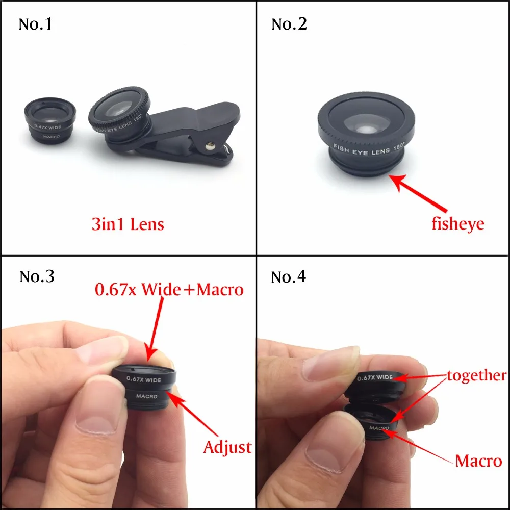 4в1 8X Телеобъектив оптический зум-объектив мобильный телефон камера рыбий глаз 0.67x широкоугольный макрообъектив для iPhone 6 samsung huawei Xiaomi