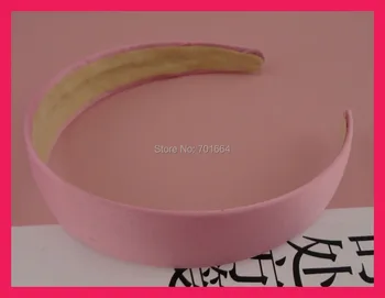 

10pcs 3.0cm light pink Satin fabric covered plain plastic hair headbands with velvet back at free shipping