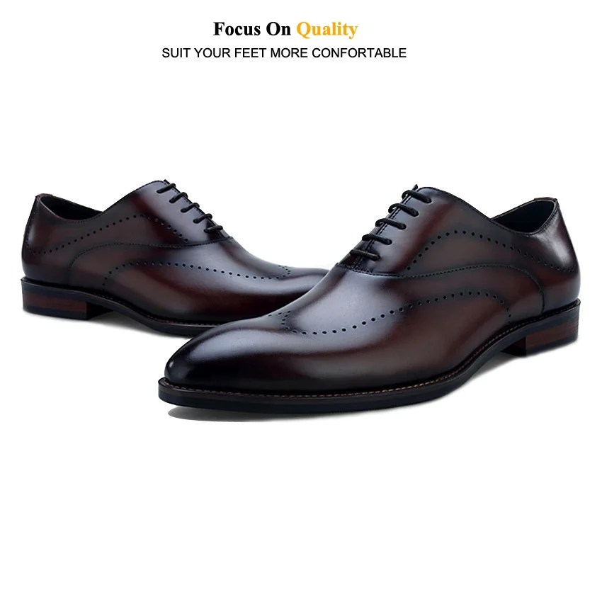 Мужские дышащие оксфорды ручной работы из натуральной кожи в британском стиле; роскошная мужская обувь с перфорацией типа «броги» с круглым носком в деловом стиле; BQL78
