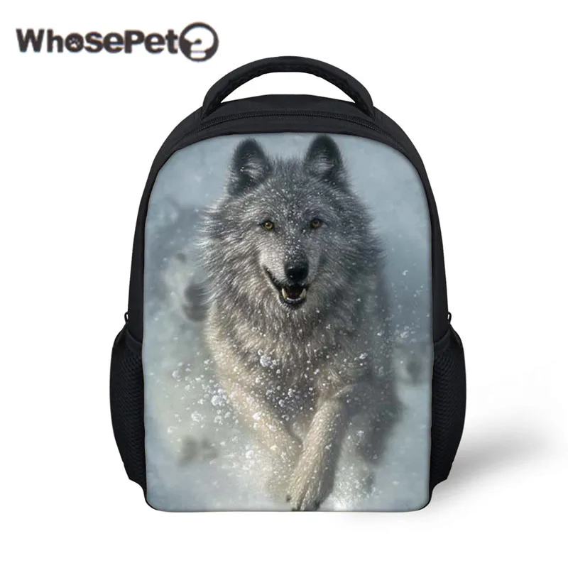 WHOSEPET Wolf Schoolbag for Kids Cute Tiger Print Toddler Shoulder Boys Book Bag Kindergarten Cool School Bags Infantil Mochila