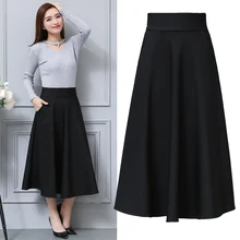 Модная Осенняя юбка трапециевидной формы, Женская Однотонная юбка с высокой талией большого размера, плиссированная женская повседневная юбка средней длины, MZ3116
