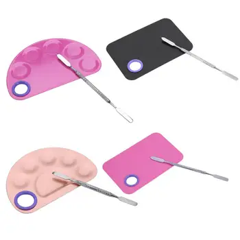 

Stainless Steel Nail Makeup Palette + Mixing Bar Set Pro Nail Stamping Plates Make up Mixing Spatula Manicure Nail Art Tool
