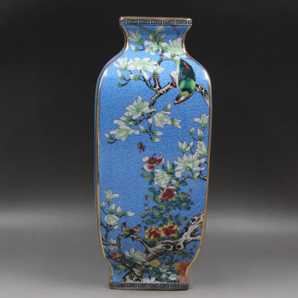 Qianlong Year Mark gold pastel four seasons антикварная квадратная ваза антикварное украшение для