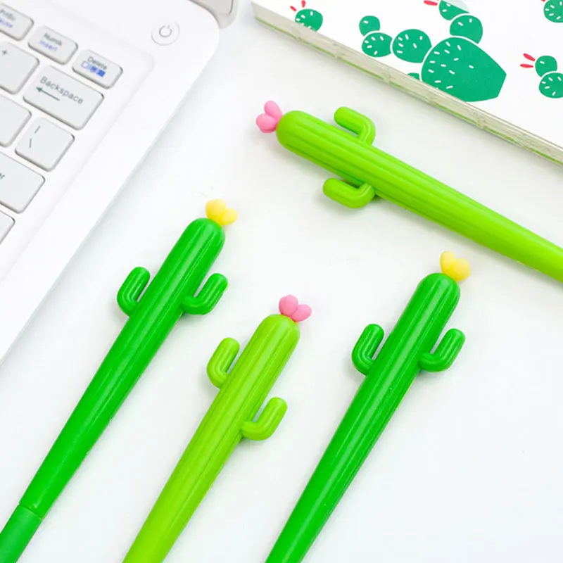 Creative Lots Cute Cactus Gel Ink Pen Ballpoint Writing Office School Supply 