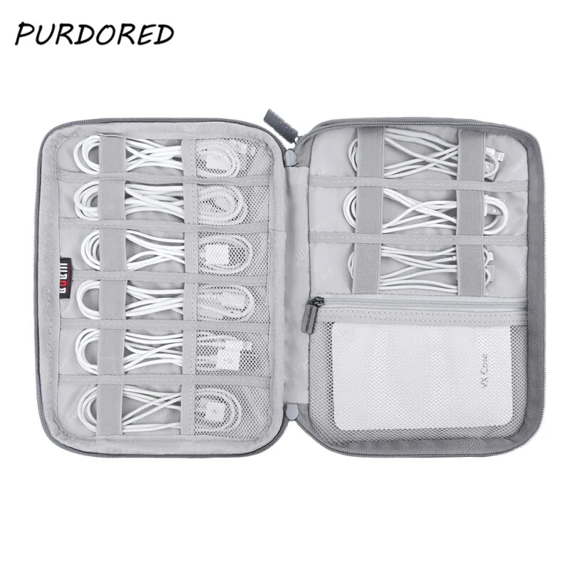 

PURDORED 1 Pc USB Data Cable Storage Bag Travel Digital Organizer Earphone Wire Bag Travel Case Pouch Electronics Accessories