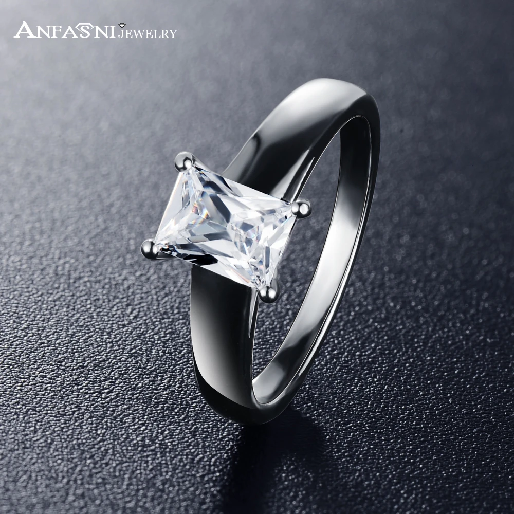 

ANFASNI High Quality Elegent Women Finger Rings Silver Color Tiny Geometry Shape Zirconia Ring Wedding Jewelry CRI0388-B