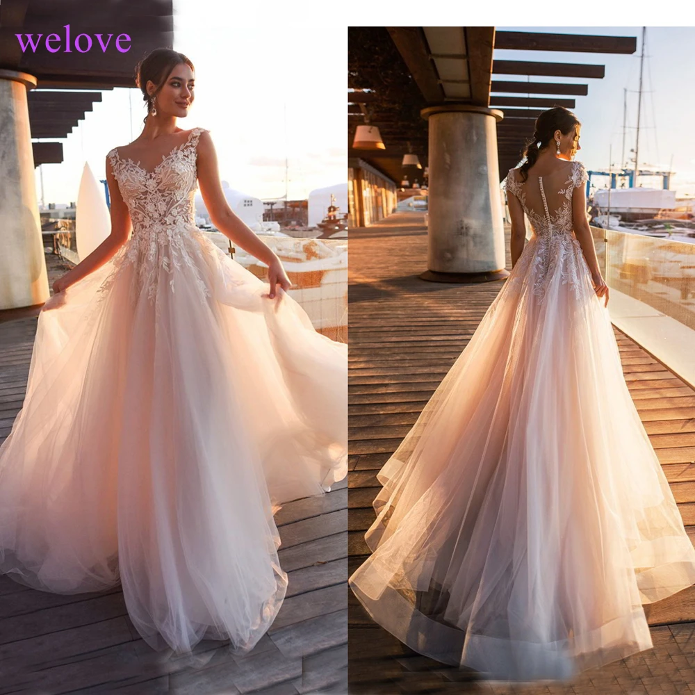 

Vestige De Noiva New arrival elegant wedding dress appliques zipper A-line dress sweep bow dress lace style Robe de mariee