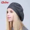 Geebro Women's French Beret Hat Spring Causal Plain Black Knit Wool Berets for Ladies Knitted Artist Beret Cap Hats For Woman ► Photo 1/6