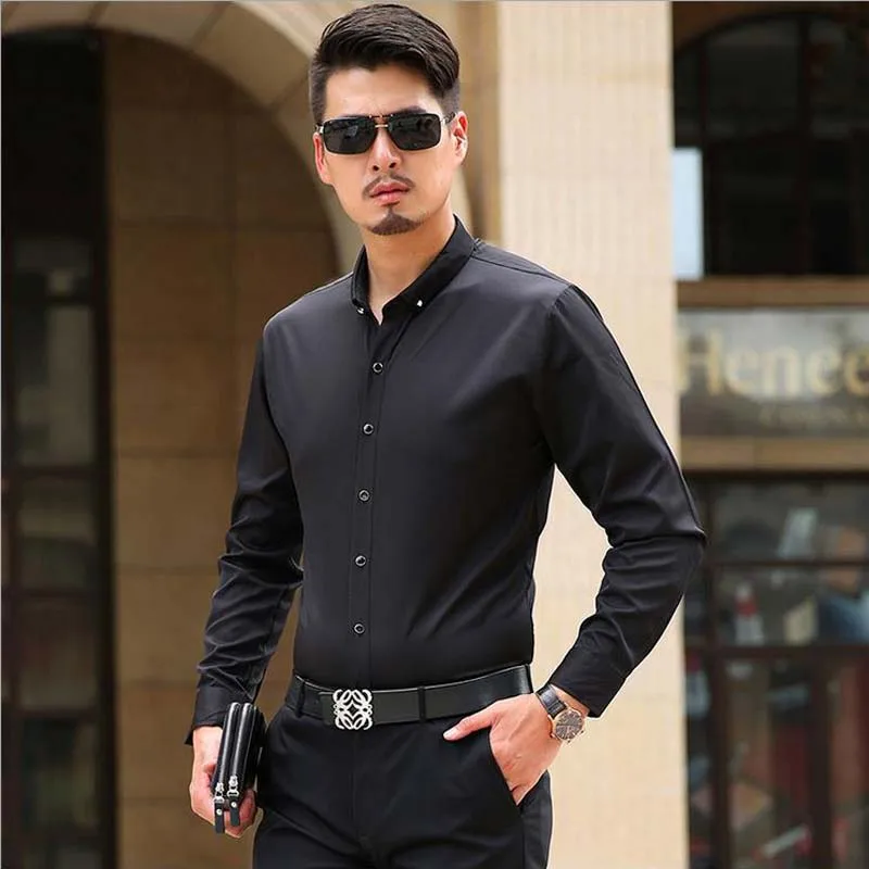 Aliexpress.com : Buy New Fashion Mens Shirts Solid Color Long Sleeve ...