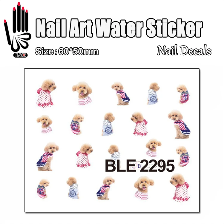 

1 Sheet Water Nail Sticker BLE2295 Blue Pink Baby Dog Nail Art Water Transfer Sticker Decal Sticker For Nail Wraps