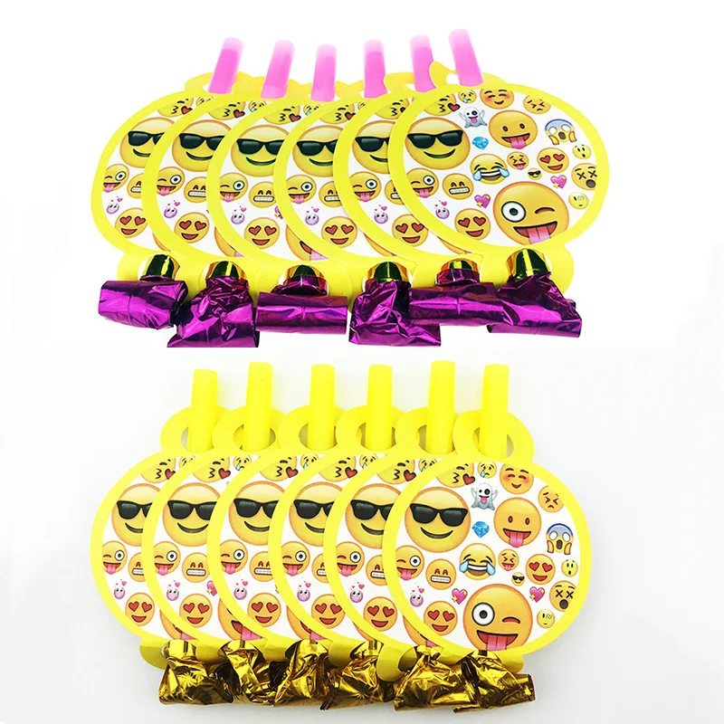 

12Pcs/lot Funny print Cartoon Emoji Whistles Blowing Dragon Blowout for kids happy birthday New year party supplies