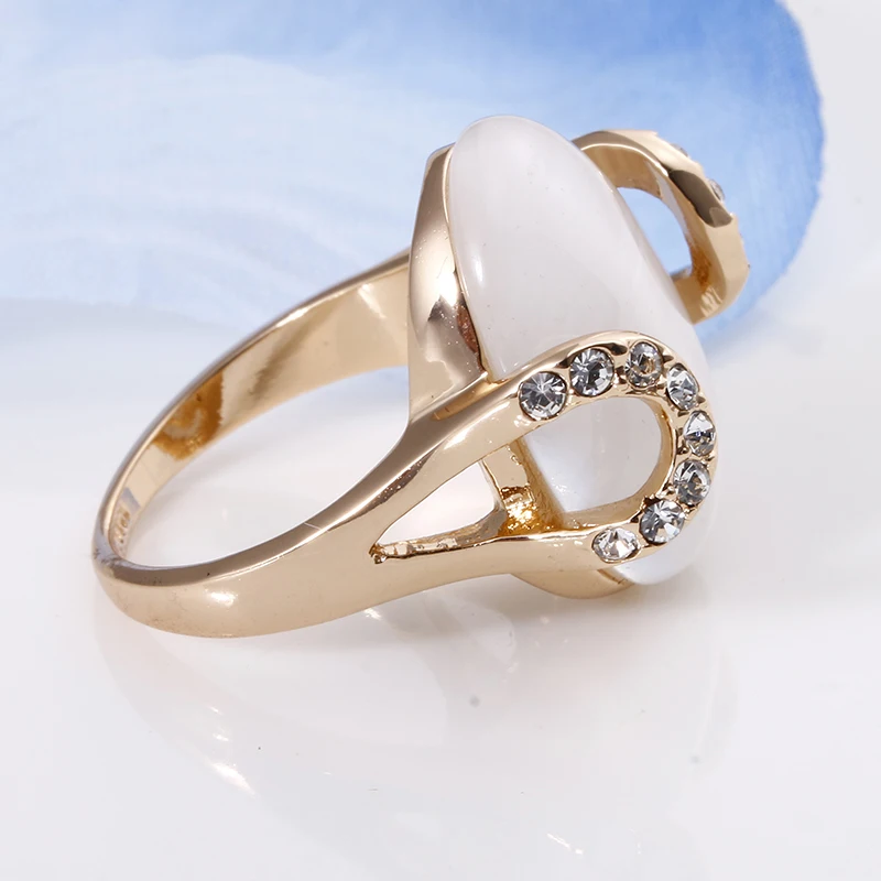 MOONROCY кубический цирконий Розовое золото Цвет австрийский кристалл мода опал кольцо ювелирные изделия оптом для женщин подарок