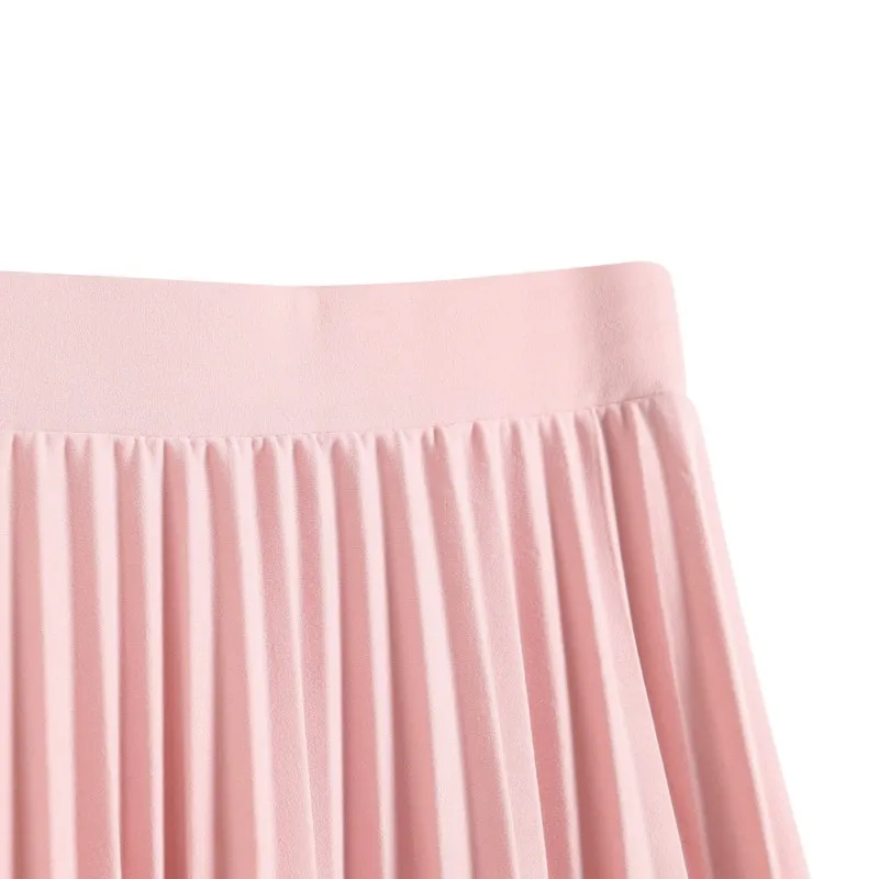 Осенняя женская черная розовая универсальная шифоновая юбка, плиссированные юбки, летняя Тонкая Повседневная Милая плиссированная юбка