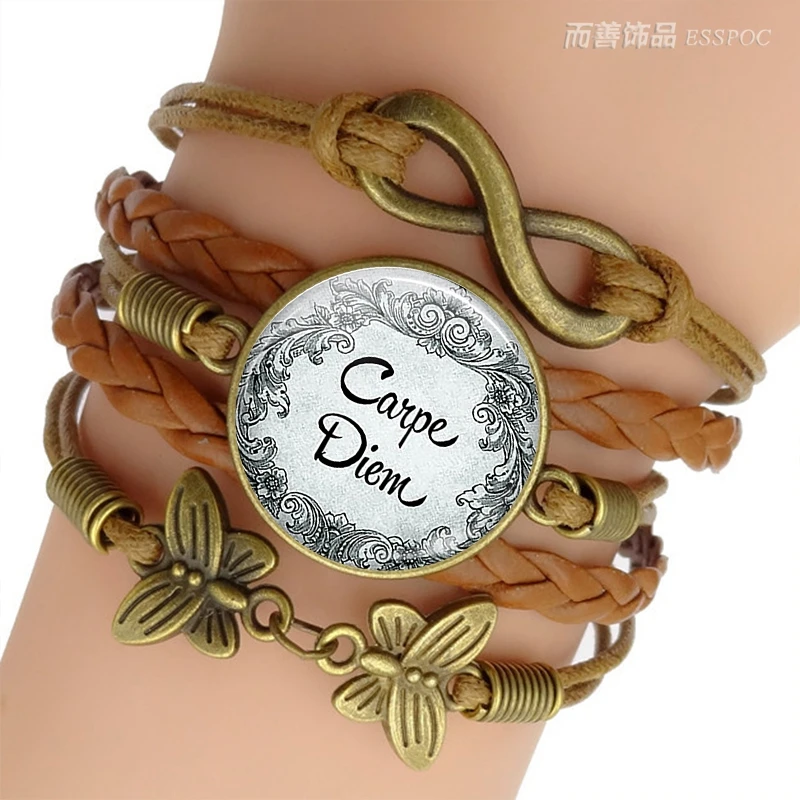 Carpe Diem подвеска вдохновение ювелирные изделия стеклянный кабошон веревочный
