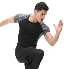 Новая гимнастическая майка спортивная футболка мужская Рашгард быстро прилегающие быстросохнущие лосины для бега Футболка Мужская Фитнес Футболка эластичная Спортивная одежда футболка для баскетбола