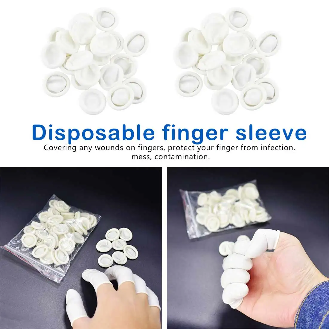 

100 pcs Disposable finger guard work wear protection thick latex finger set rubber finger half sleeve half section finger