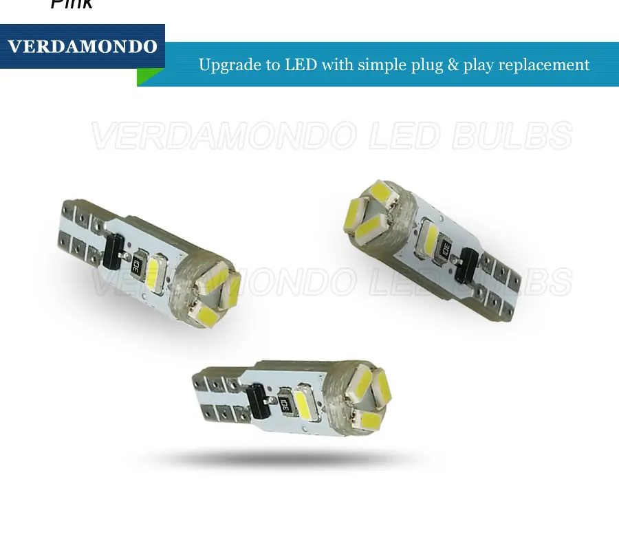 10 шт., T5 3020 1206 3014 5SMD Canbus, без ошибок, клиновидный Автомобильный светодиодный светильник, лампа для салона приборной панели, 7 цветов