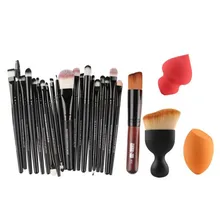 20 шт Тени век, макияжная кисть+ 1 шт. s-образная кисть для кисточка для румян+ 1 шт. Мощность Кисть для нанесения основы под макияж+ 2 шт. буфами на рукавах консилеры комплекты Наборы инструменты