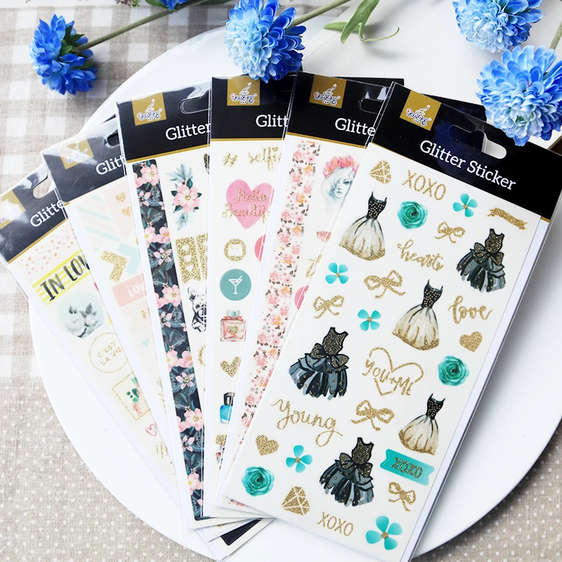

ZFPARTY 1Pcs Girl Glitter Stickers for Scrapbooking/ DIY Crafts/ Card Making /Journaling Project