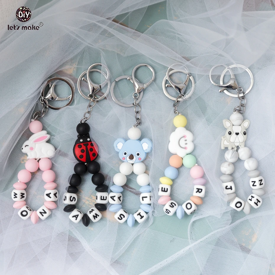 

Let's make Handmade Jewelry Personalized Calendar Keychain DIY Private Custom Silicone Beads Baby Teething Toy Chain key