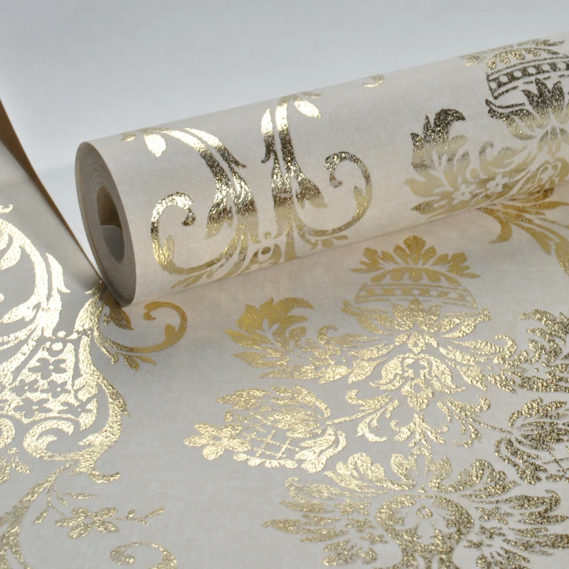 Metallic Glitter Gold Damask Wallpapers