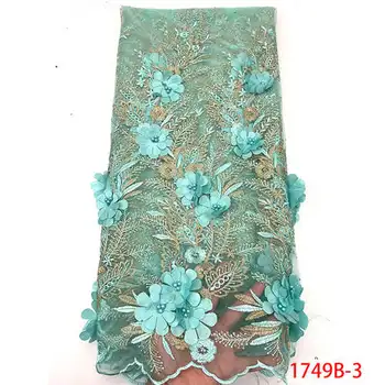

2019 Lace Appliques Bridal Net Embroidery Fabric Design 3d Flower African Lace Fabric QF1749b-3