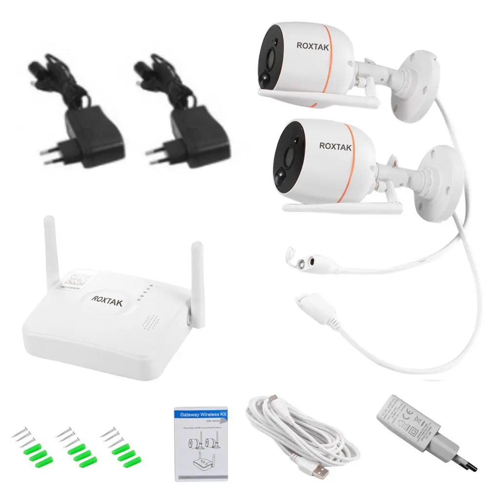 

2 Channels 1080P HD Wireless NVR Outdoor Indoor Home Security Surveillance Monitor Night Vision Camera System