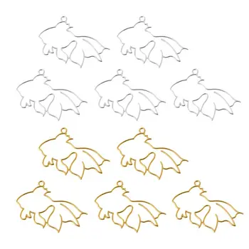 

5Pcs Goldfish Blank Frame Pendants Open Bezel Setting UV Resin Jewelry Making