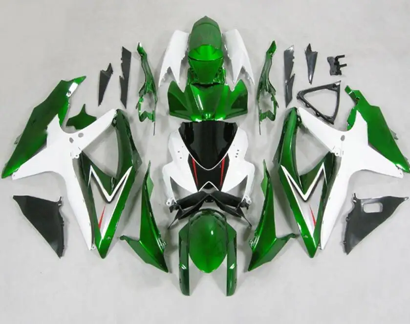 

3Gifts New ABS Fairings Kit 100% Fit For SUZUKI GSXR600 GSXR750 08 09 10 R600 R750 K8 GSXR 600 750 2008 2009 2010 white green