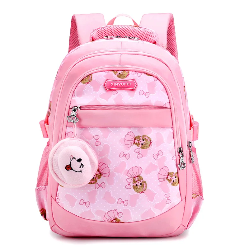 Ортопедический школьный рюкзак, Детские рюкзаки для девочек-подростков, милый мультяшный принт, сумка для книг Mochila Infantil - Цвет: Dark Pink