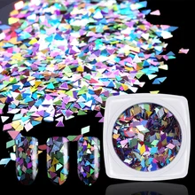 

Hot Mirro Glitter Nail Art Laser Rhombus Nail Sequins Diamond 3D Thin Tips Sparkling Colorful Small/Big Triangle Glass Paillette